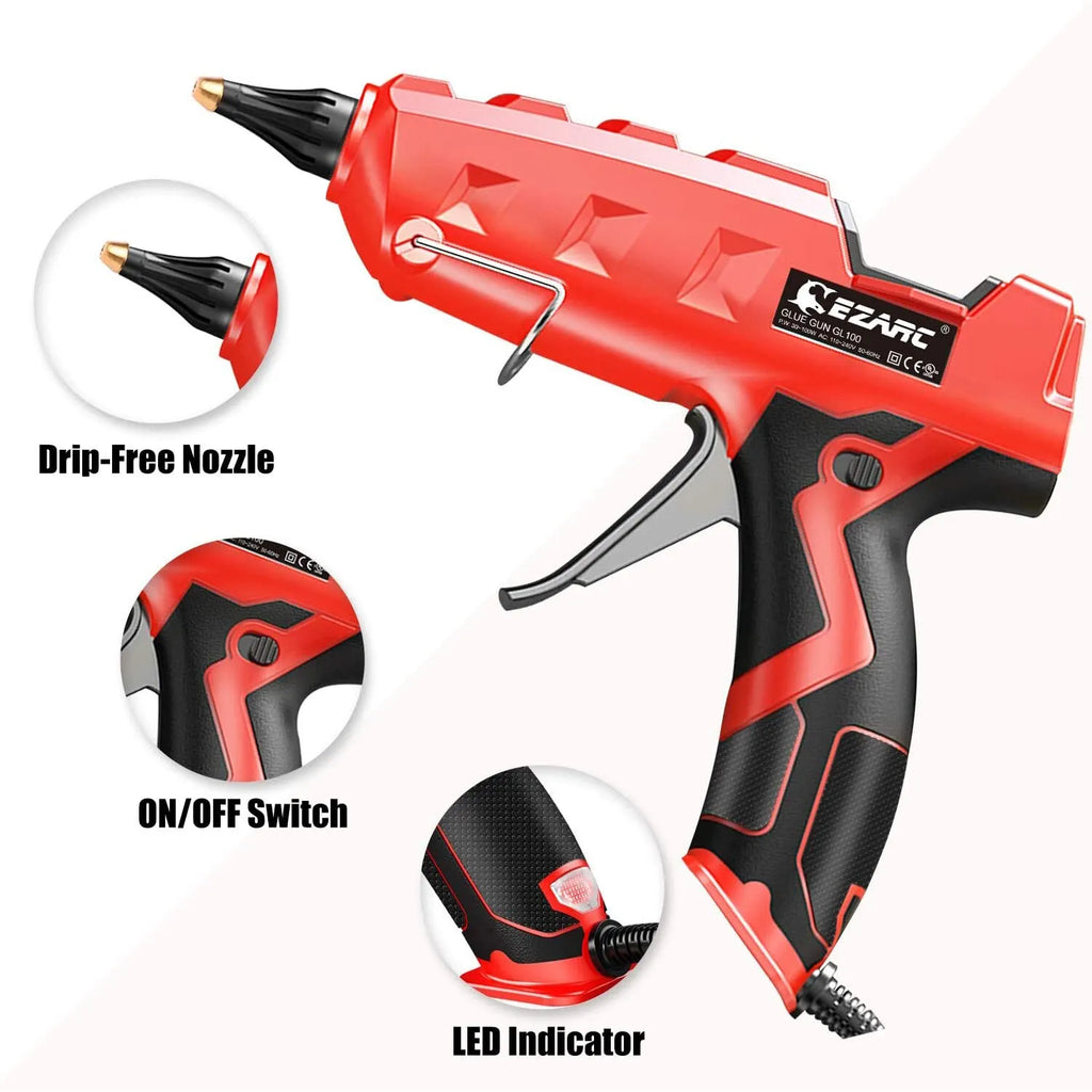 EZARC 100W Hot Melt Glue Gun DIY Household Industrial Glue Guns with 20pcs Glue Sticks, for DIY, Sealing, Arts & Crafts Projects