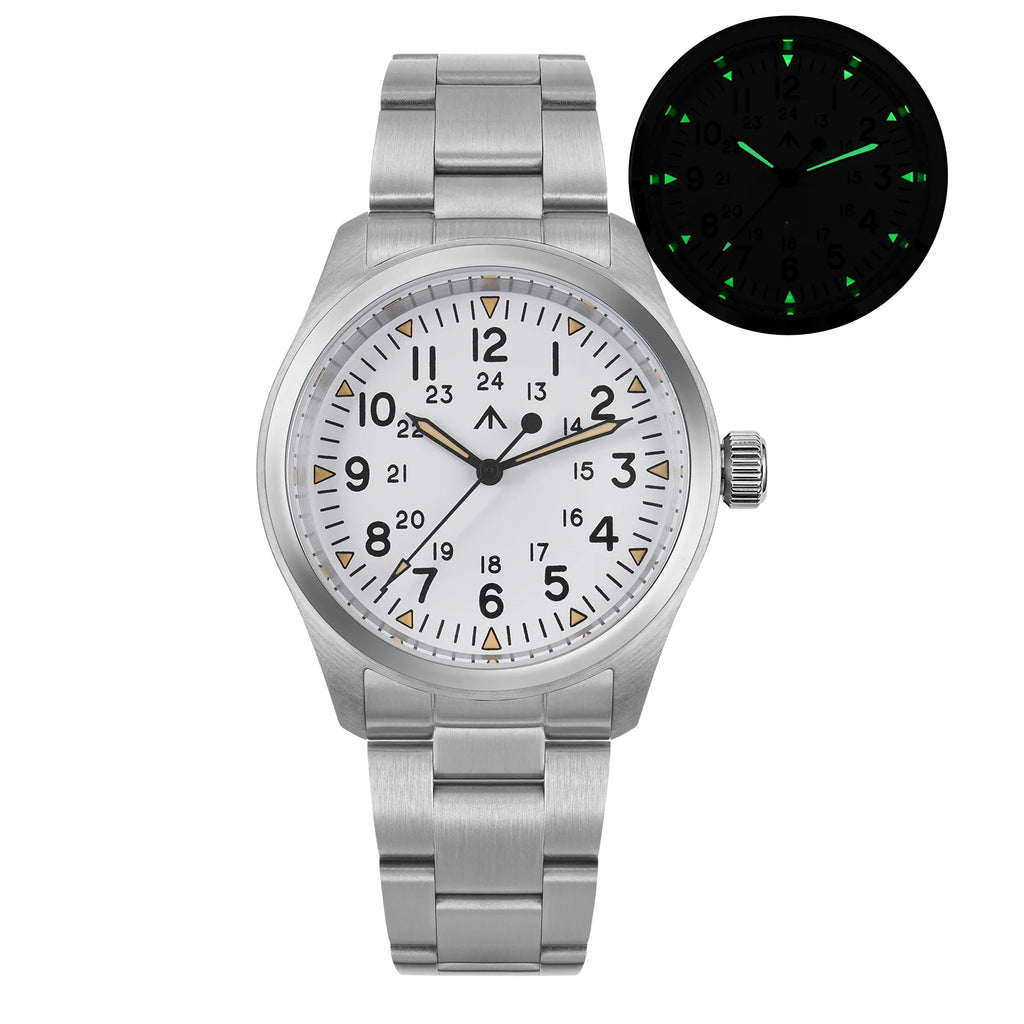 Militado ML08 Military Watch VH31 Quartz Movement Double Domed Sapphire C3 Super Luminous 10Bar Waterproof 38mm Vintage Watches