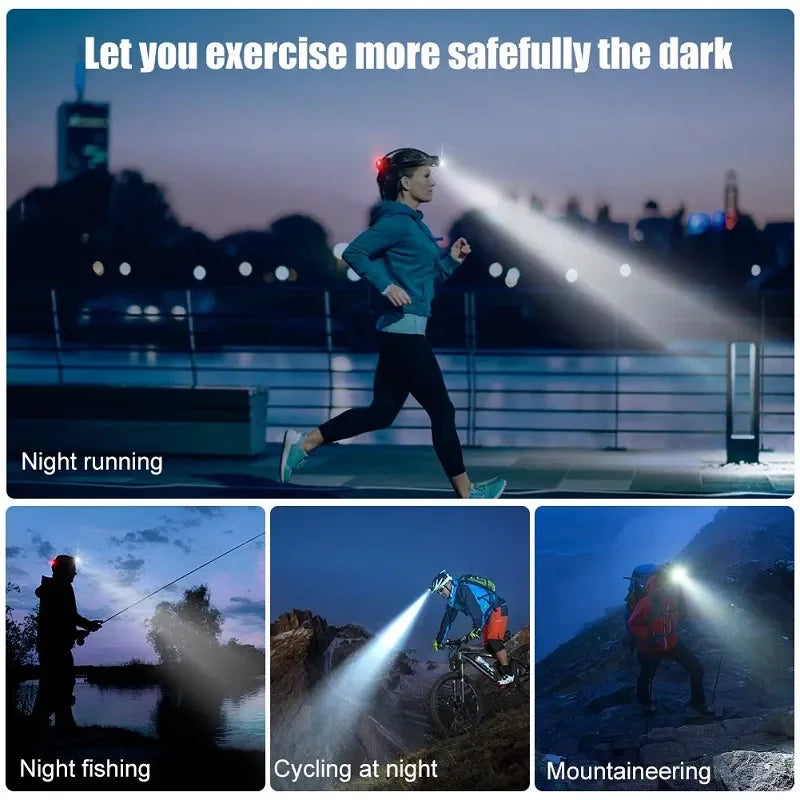 Powerful LED Headlamp USB Rechargeable Telescopic Zoomable Headlight Outdoor Waterproof Work Head Lamp High Lumen Head Torch