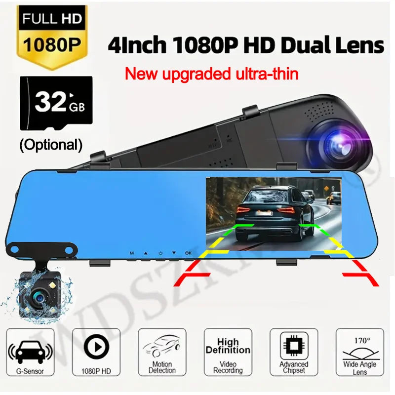 Dual-Lens Car Dvr 1080P Mirror Dash Cam for Cars Camera for Vehicle Video Recorder Front and Rear Camera Dashcam Car Accsesories