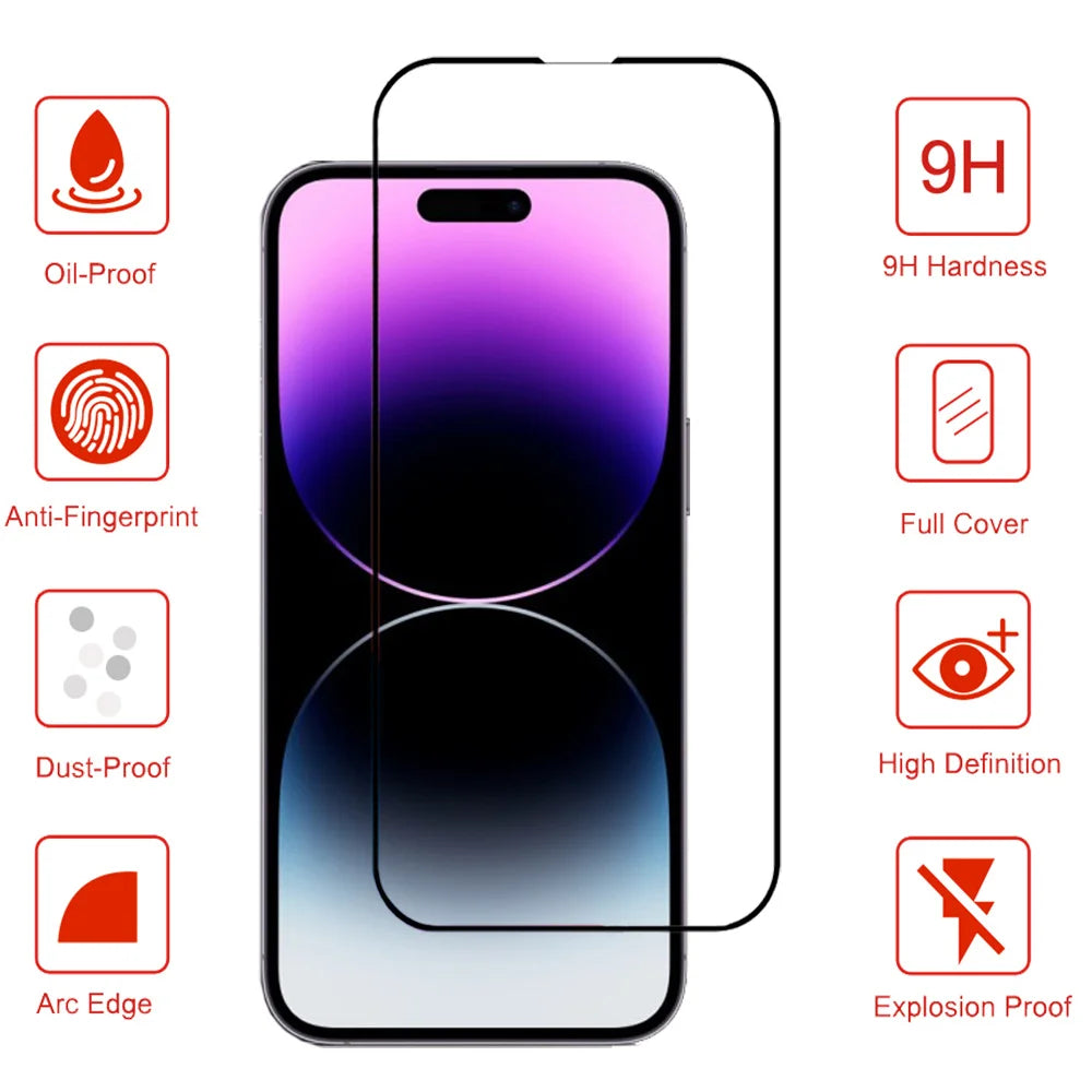 1/3 PCS protector pantalla For IPhone 17 16 15 14 13 12 11 Pro Max Tempered Glass iPhone 15 Pro max Screen Protector iPhone13 Mini Cristal templado iPhone 16 Pro Film iPhone 17 Pro Max Original Phone Film