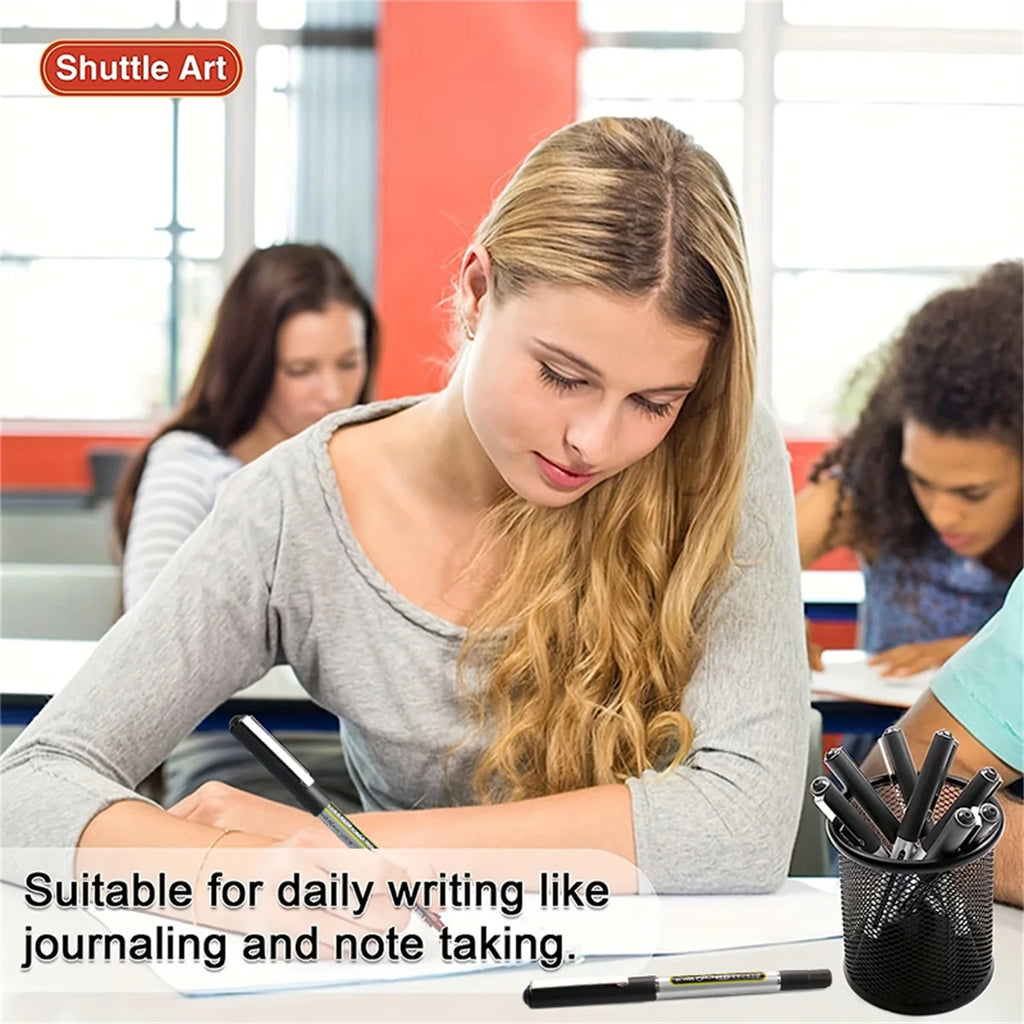6/12pcs Unique Pens: Large Capacity Gel Pen, Liquid Ink Pens, 0.5mm Fine Tip, Quick Drying, Used For Writing Diary Notes, School