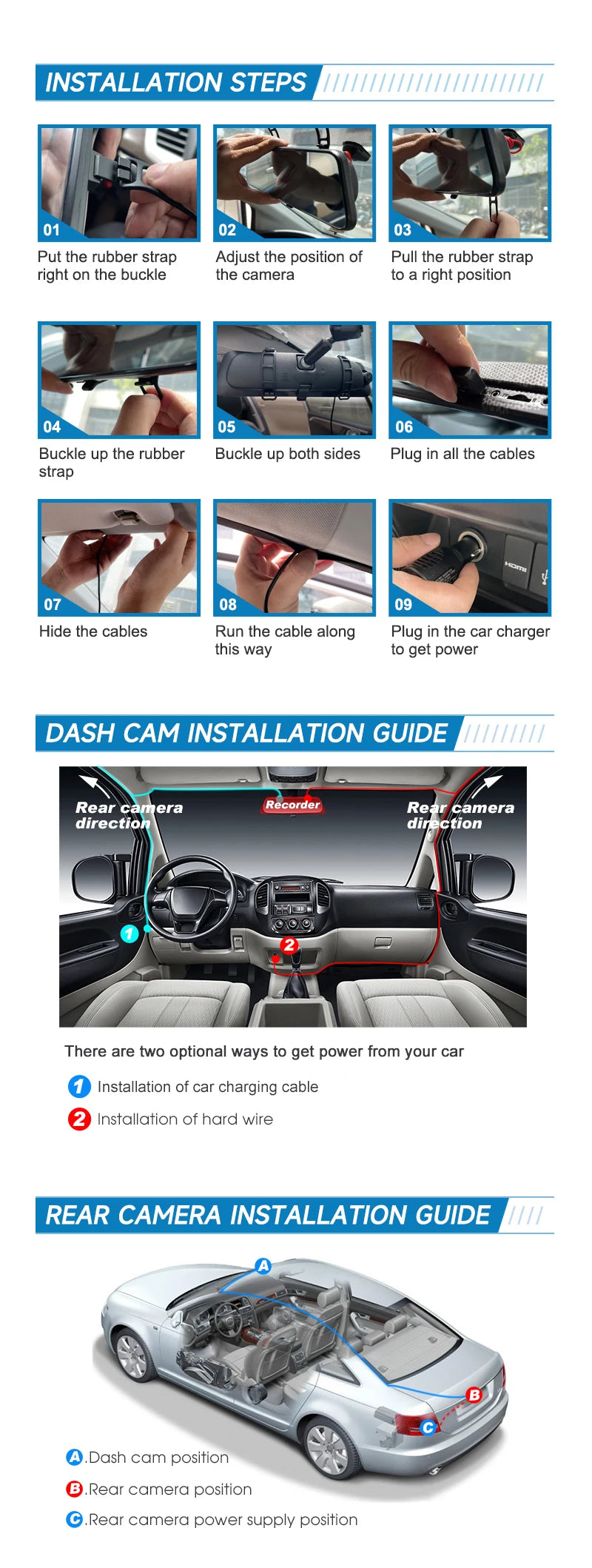 Dual Camera Dash Cam Rear View Wifi Gps Car Dash Cam Doble Camara Mirror Cameras For Car