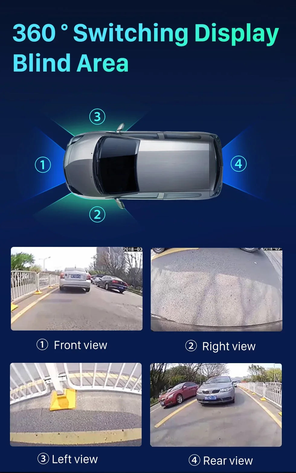 4 AHD 1080P 25fps 360° Surround View Car Camera Panoramic Front Rear Left Right Cameras for Universal Car Android Headunit