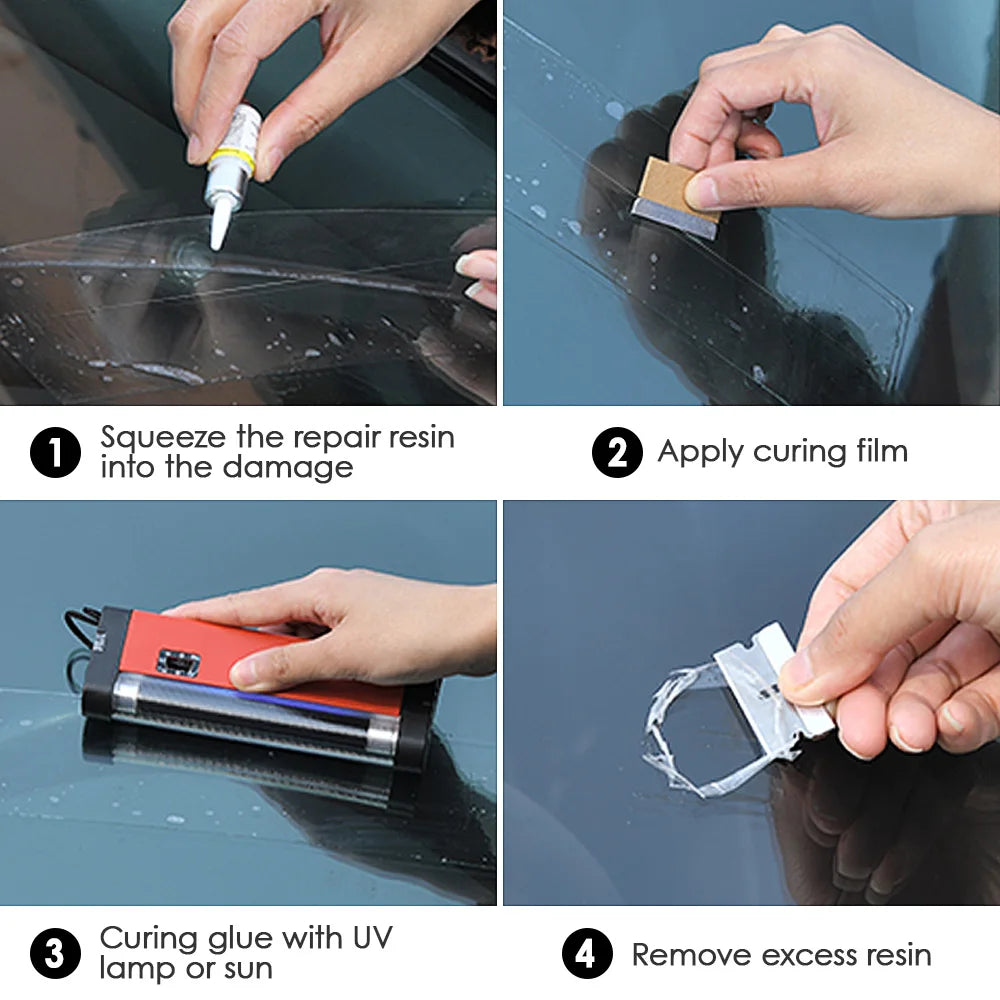 Windshield Repair Kit Car Cracked Glass Repair Kit Quick Fix Auto Glass Windshield Crack Chip Scratch Restore Repair Tool Set