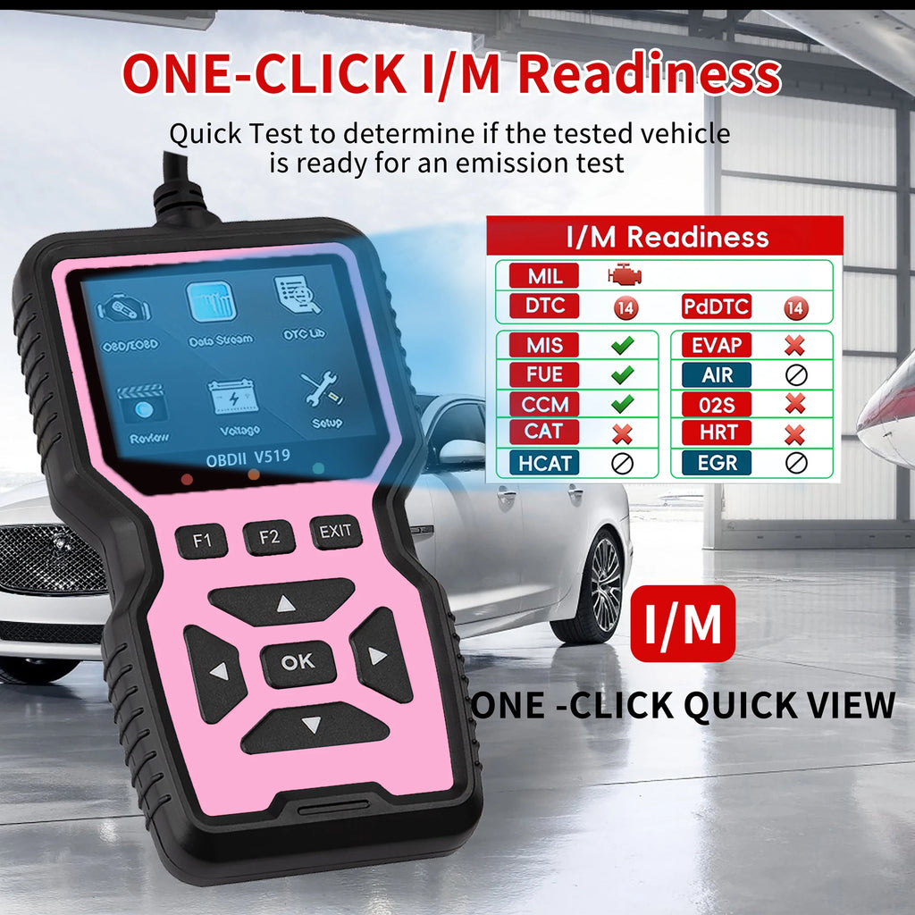 V519 Car Diagnostic Scanner - 10-Second Fast Fault Code Reader, Suitable for 99% of Vehicles (Obd2/Eobd), Easy to Operate for Mechanics, Single-Click Diagnostics, Multi-Language Support, Suitable for Home Garages and Auto Rep