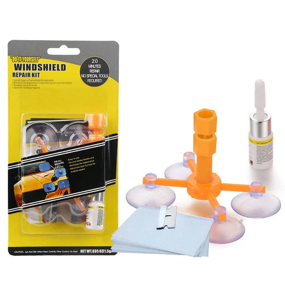 Windshield Repair Kit Quick Fix Car Cracked Glass Windscreen Resin Sealer DIY Window Screen Polishing Windshield/Cracks/Chip