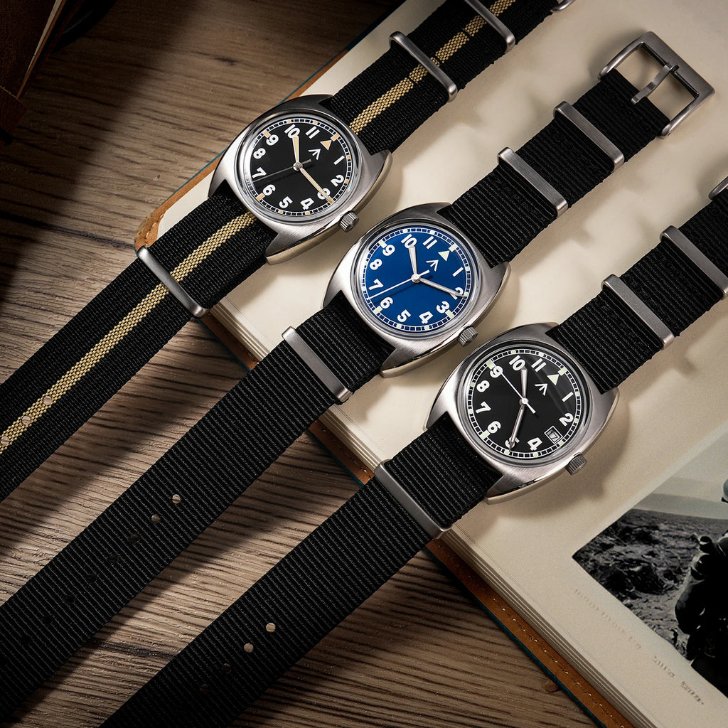 Militado ML17 Military Watch Miyota Super 2035/ GL12 Quartz Movement C3/BGW9 Luminous 100m Waterproof 36MM Vintage Men Watches