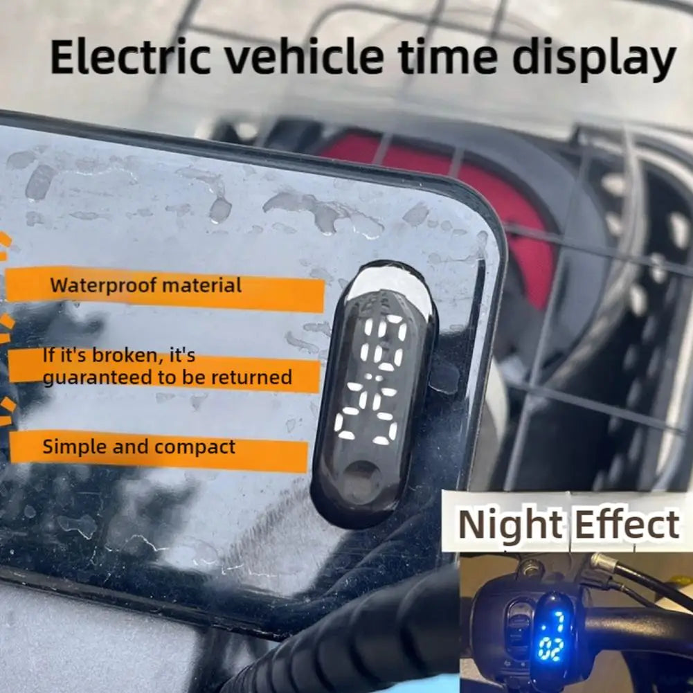 Motorcycle Electric Vehicle Onboard Time Display For Motorcycle Electric Scooter Waterproof Luminous Digital LED Portable Clock
