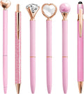 Pink Pens for Women 6 Pcs Cute Pens Ballpoint Pens Bulk 1.0mm Medium Point Black Ink Pens Office and School Supplies Fancy Nice