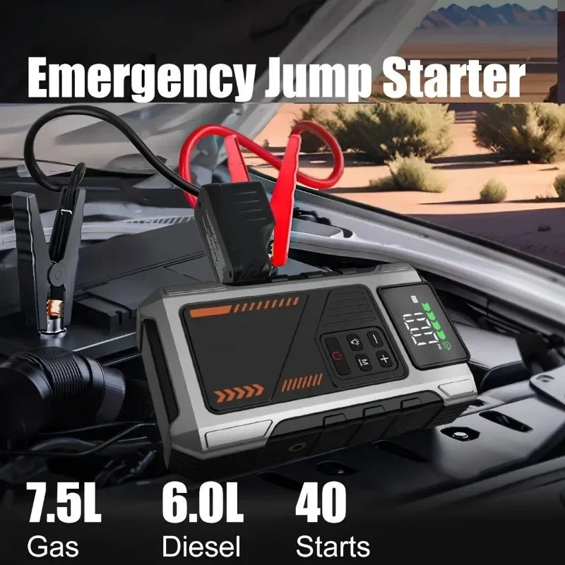 10000mAh Jump Starter Power Bank 12V Car Battery Booster Power Bank with Air Pump Jump Box  Emergency Start-up Power Supply