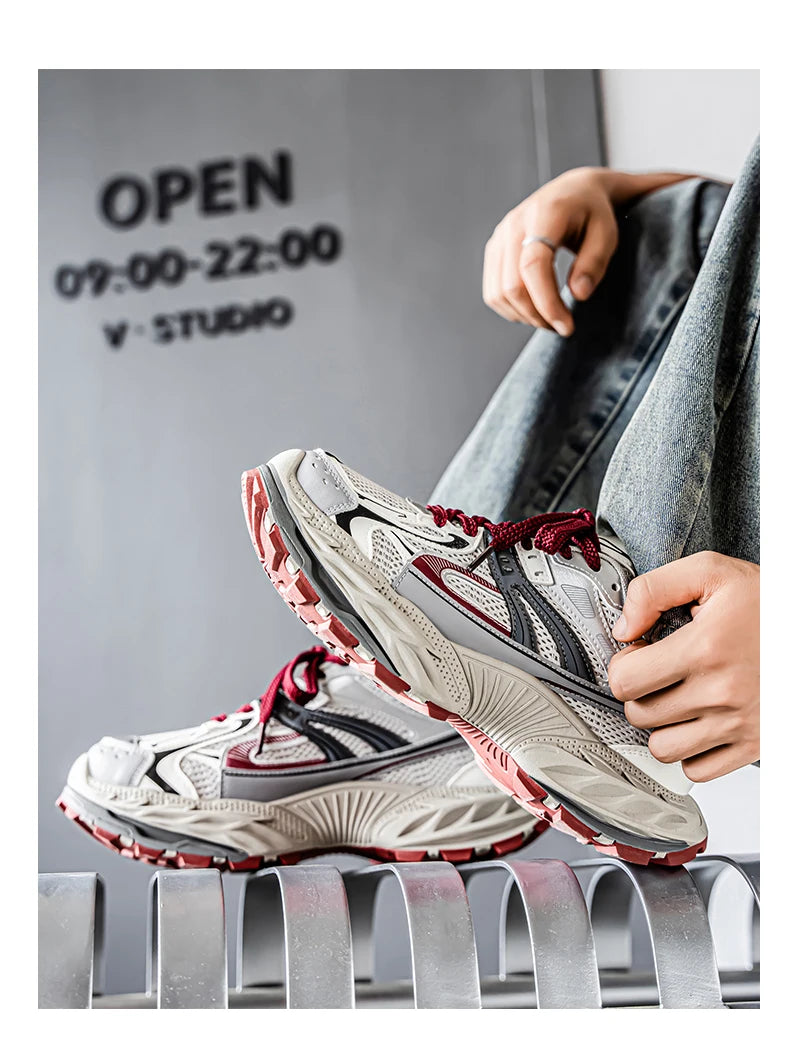 Sports and leisure shoes, men's shoes, marathon oversized air cushioned shoes, fly woven all season rubber, wear-resistant, anti
