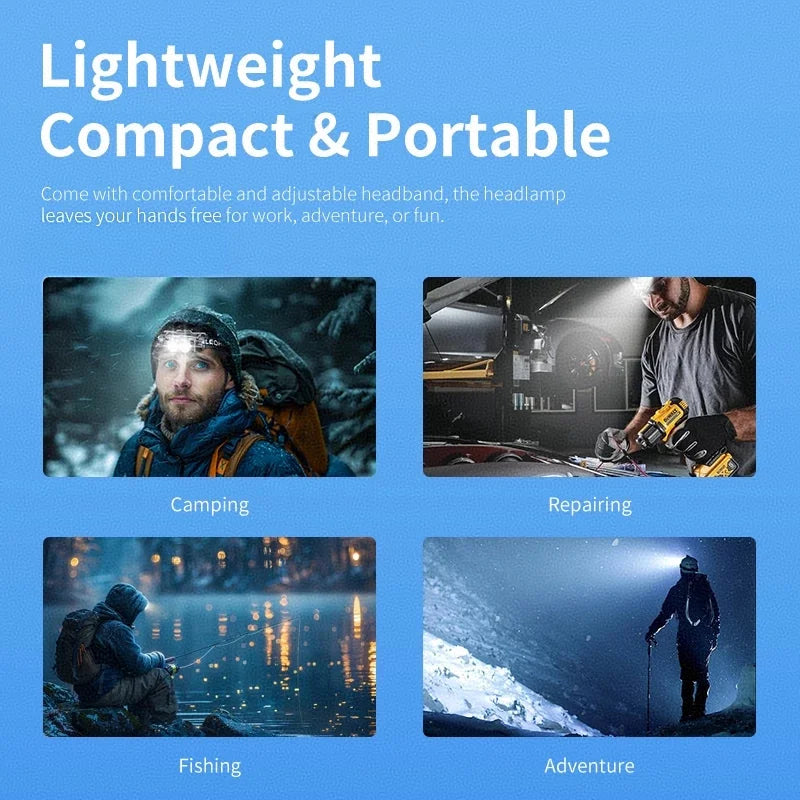 LED headlights, strong light, long-range shooting, handheld charging, outdoor night fishing flashlight, household ultra bright h