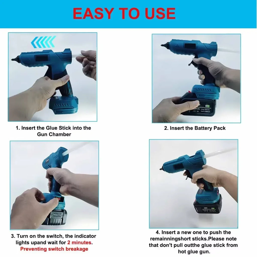 Wireless Electric Hot Melt Glue Gun with Holder DIY Crafting Welding Air Gun for Home Repairs and Creative Projects No Battery