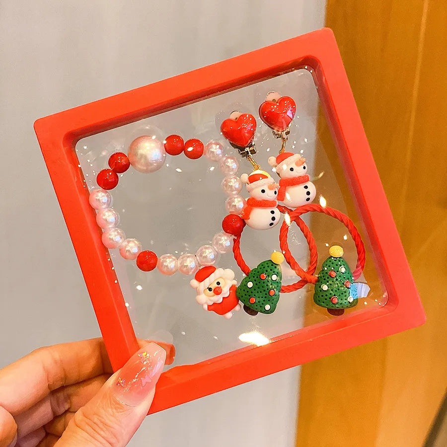Children's Christmas Gift Jewelry Set: Colorful Bracelet, Versatile Ring & Headrope– Ideal Festive Xmas Present for Boys & Girls