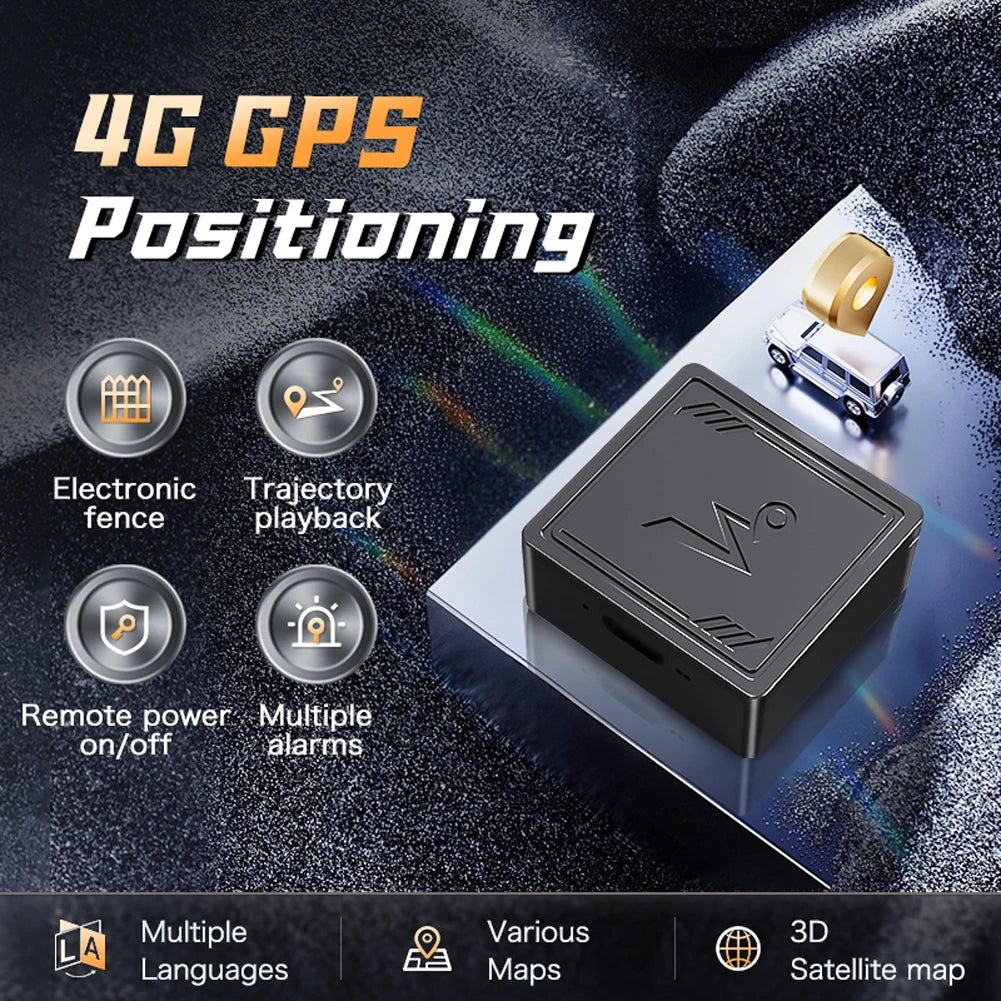 4G GPS Tracker with App Anti-Lost Recording Tracking Device Portable GPS Positioner for Cars Kids Pets