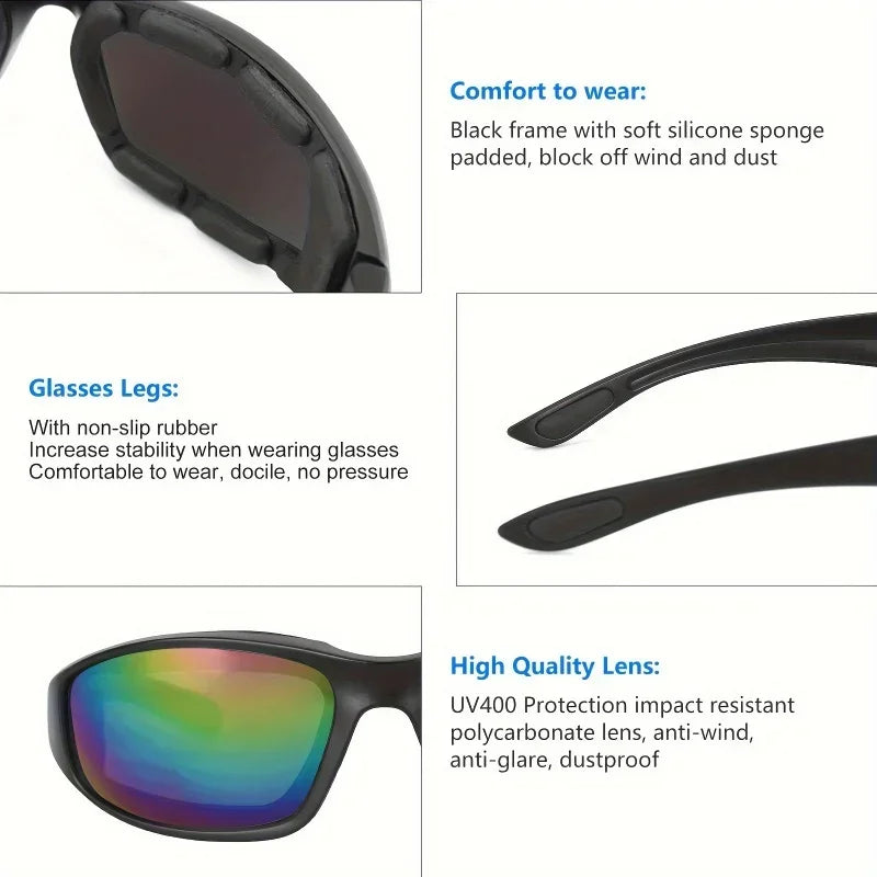 Motorcycle Riding Goggles - Tactical UV400 Dustproof Glasses for Hunting, Shooting & Bike Riding, Windproof Protective Equipment