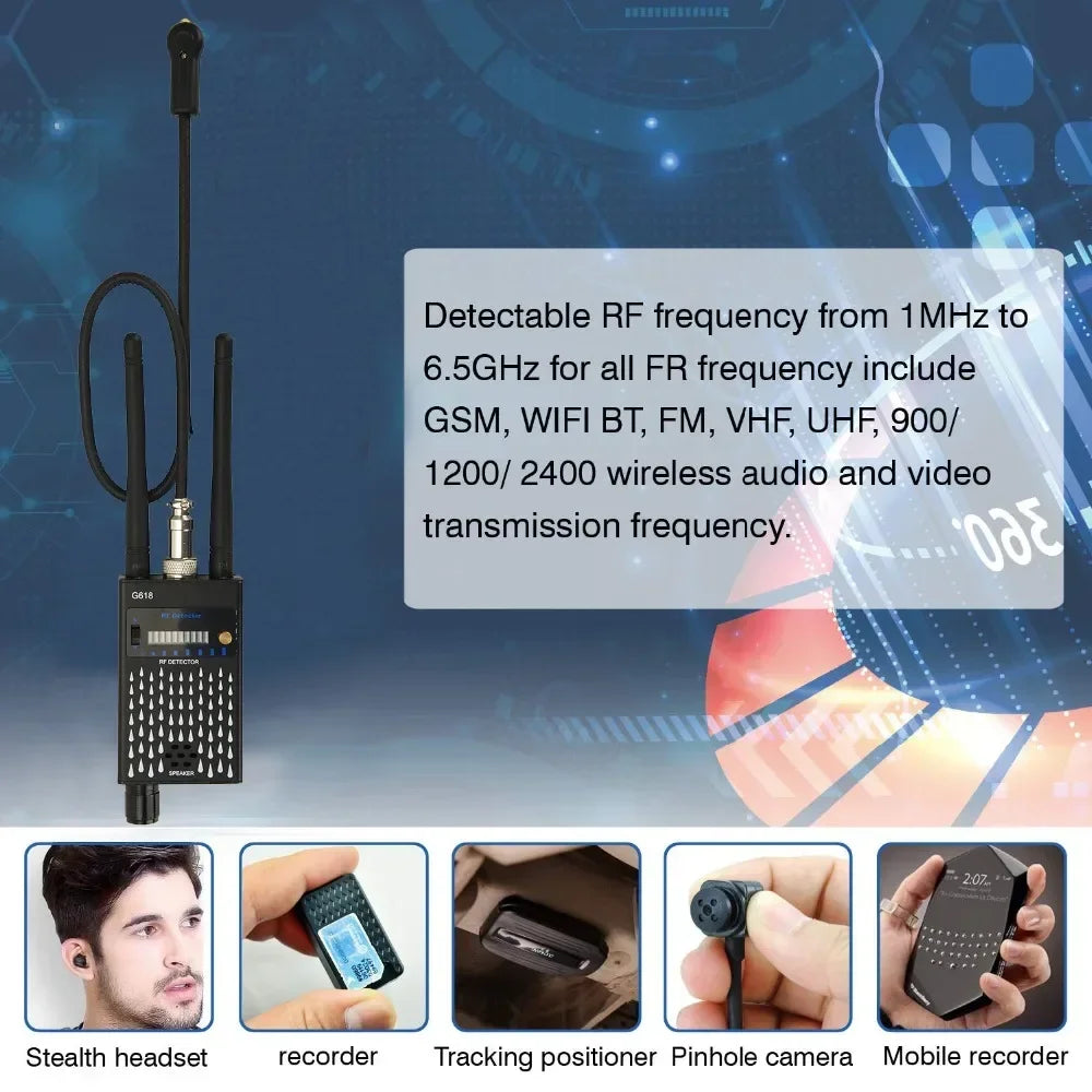 Professional Spy Camera Finder RF Scanner GPS 2-5G Wifi Signal jammer Bluetooth blocker hacking gadgets Hidden Cam/Bug Detector