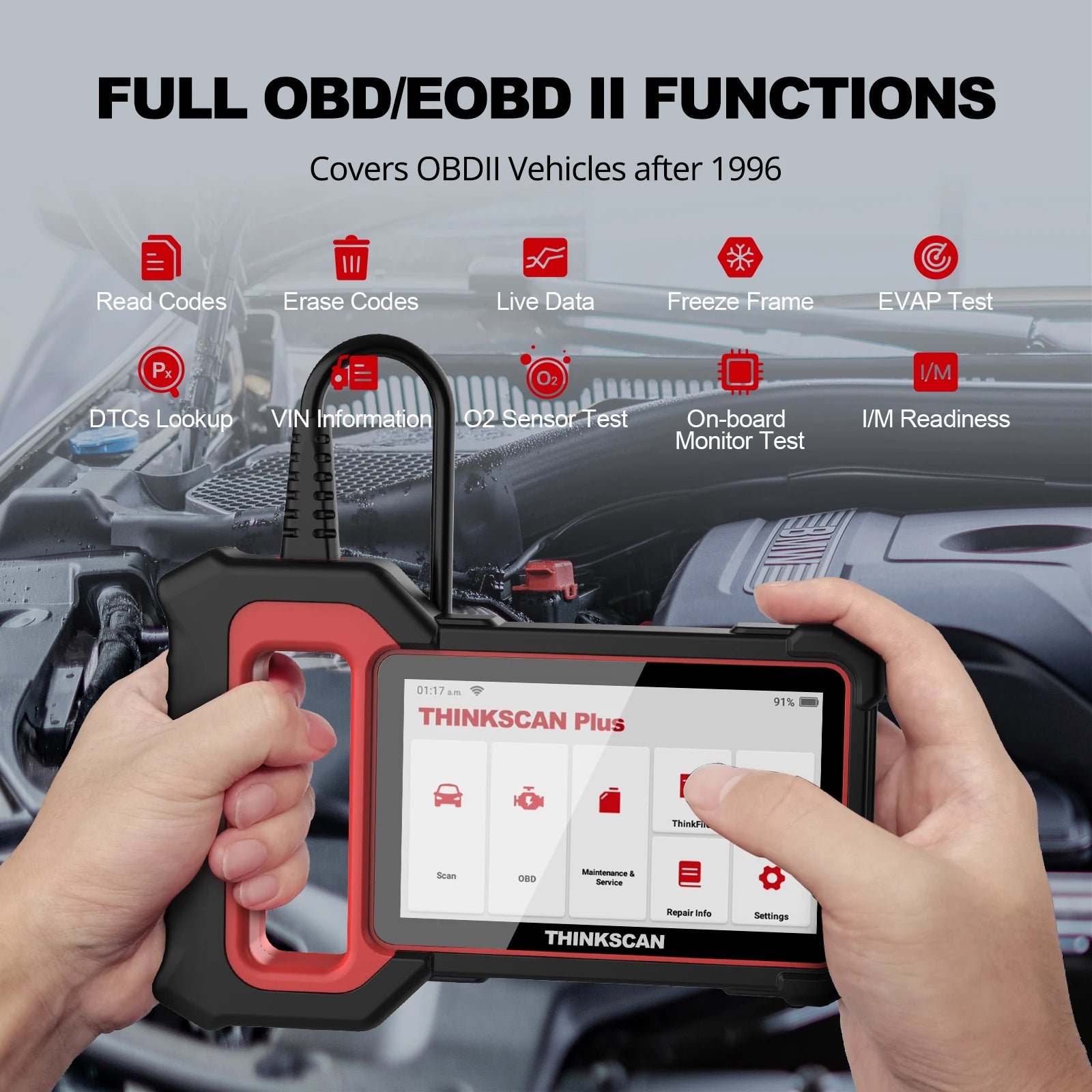 Thinkscan Plus S7 OBD2 Scanner Car Diagnostic Scanner for Engine ABS Transmission AC BCM IC Airbag Code Reader Auto Scan Tools