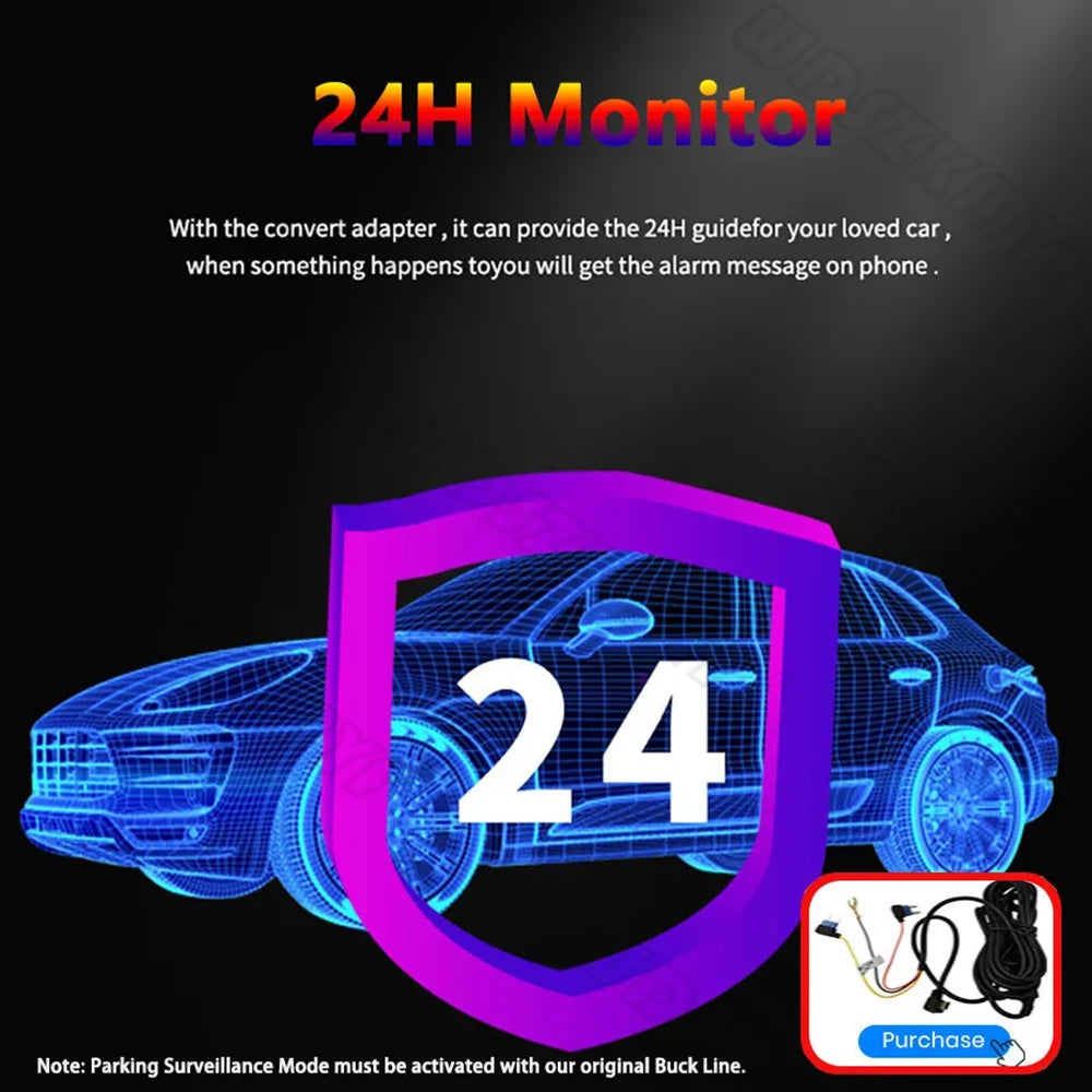 3Lens Dash Cam for Cars 2" Car DVR 1080P Video Recorder Front Rear View Camera for Vehicle Night Vision Black Box Car Assecorie