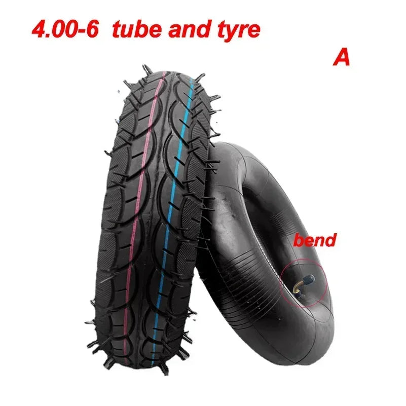 4.00-6 Tire 4.00-6 Straight/Bent Valve Inner Tube Outer Tyre for Trolley Go Kart Electric Vehicle Electric Scooter Tire