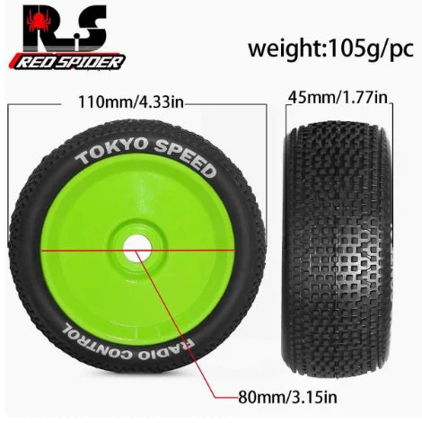 RC Car 4pcs 110mm 1/8 RC Off-Road Buggy Wheels Tire for ARRMA Typhon Talion Traxxas Redcat Team Losi Kyosho HPI HSP VRX