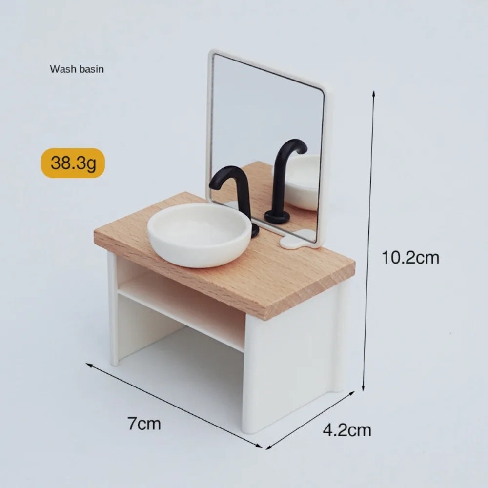 1:12 Dollhouse Simulation Bathroom Simulation White Wash Basin Dollhouse Miniature Bathroom Set Furniture Dollhouse
