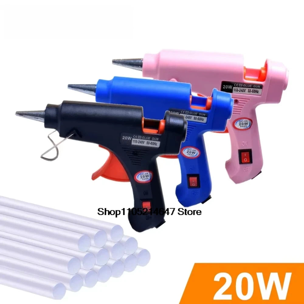 Hot Melt Glue Gun DIY Mini Household Industrial Guns Heat Temperature Thermo EU Electric Repair Tool Use 7mm Glue Sticks 20W