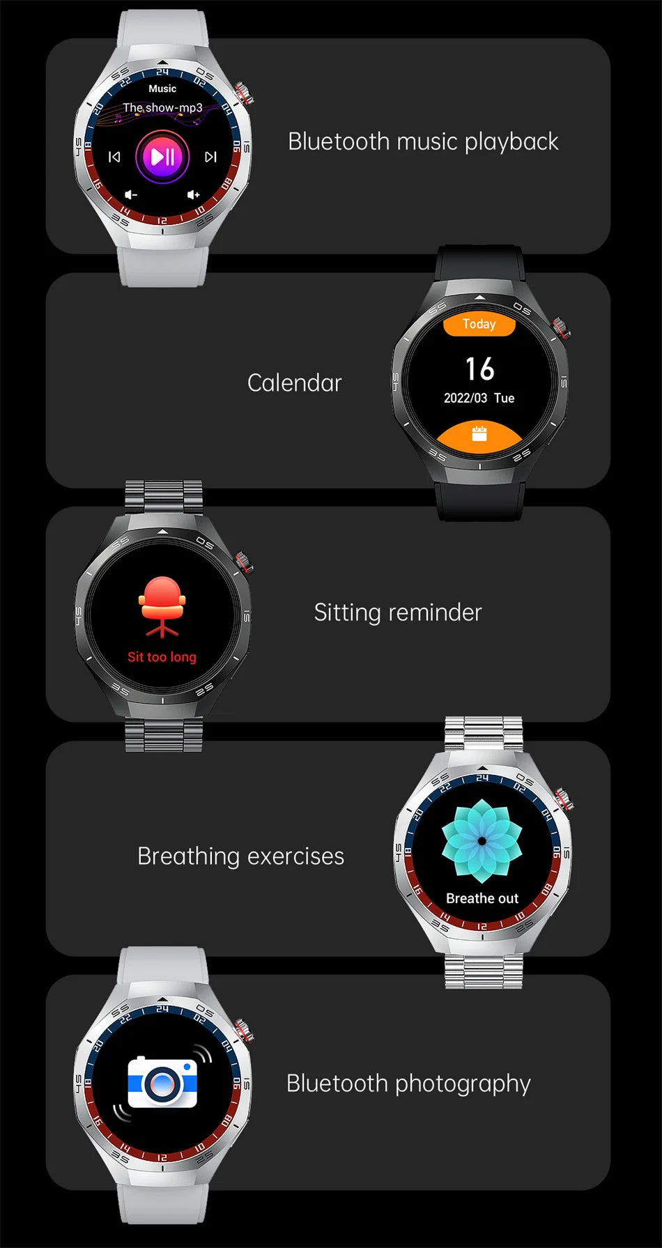 2025 New GT5 Pro GPS Track Smart Watch Men 360*360 AMOLED Screen NFC BT Call Waterproof Health Monitor Man Smartwatches IOS