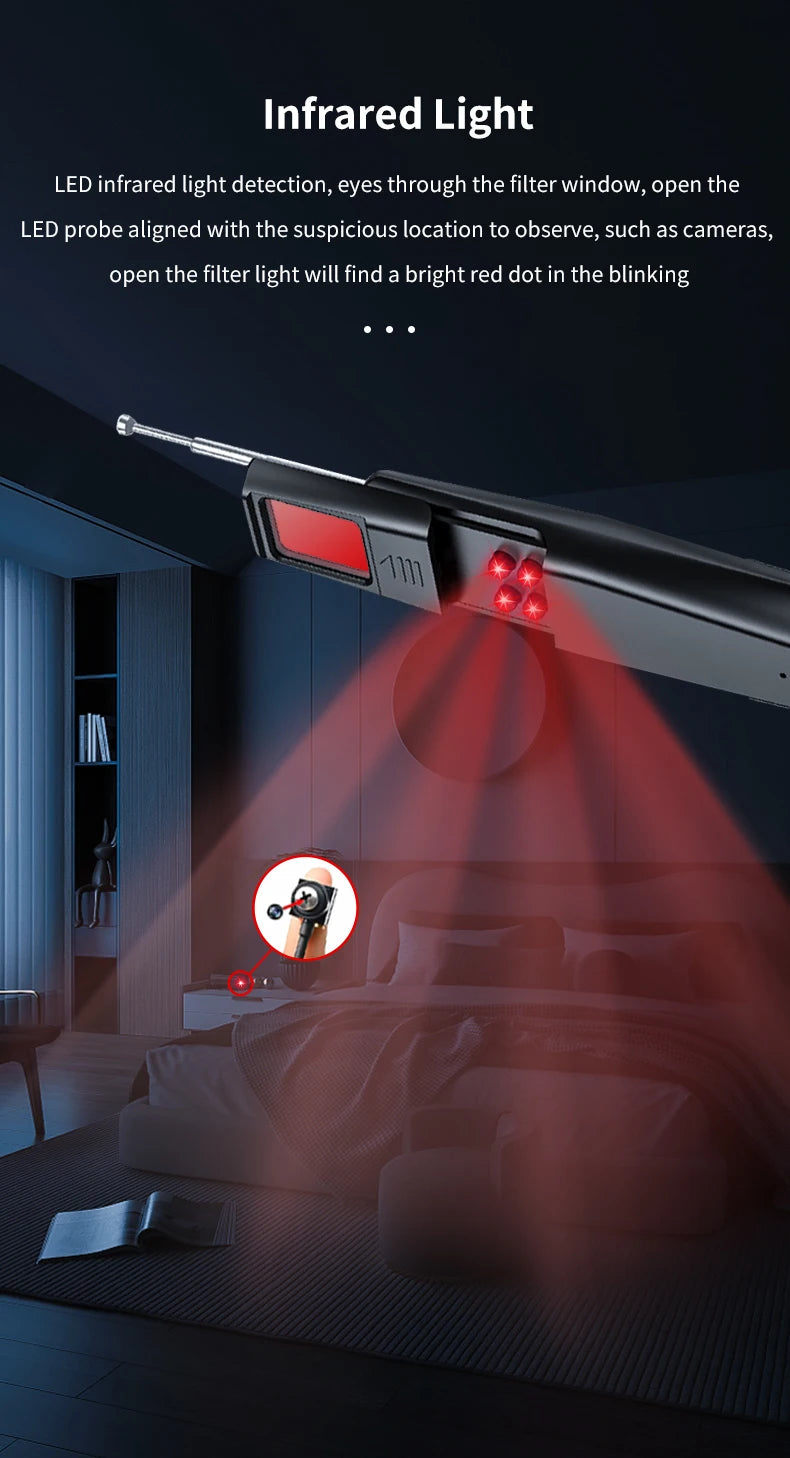 T011 Hidden Devices Detector Hotel Anti Candid Camera Detector Hunter GPS Bug Mini Camera RF Signal Scanner Camera Finder