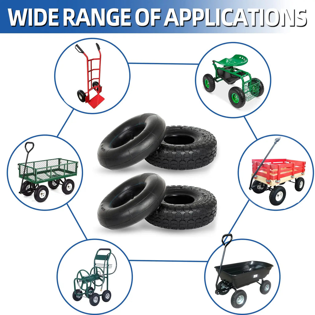 4.10/3.50-4 410/350-4 4.10-4 Tire and Inner Tube for Warehouse Cars Scooter Wheel Hand Truck Lawn Mower Dollies Wheelbarrow