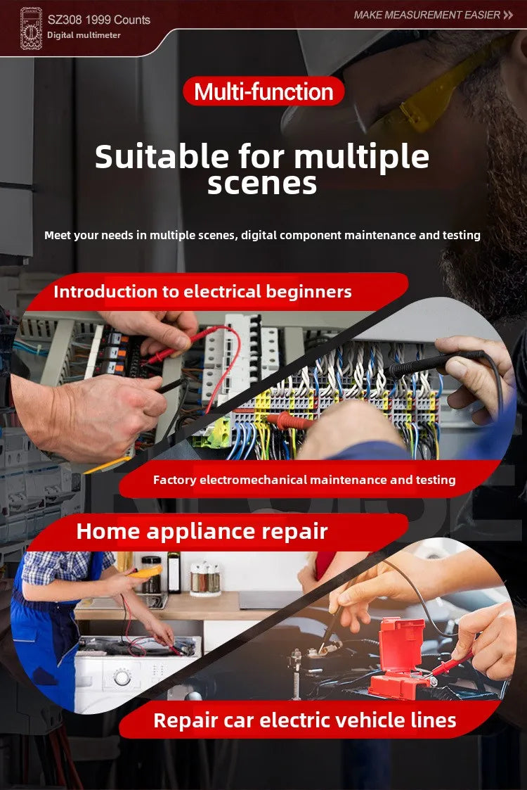 Digital Multi functional Universal Meter for Household Us Digital Multimeter for Electrical Inspection and Maintenance