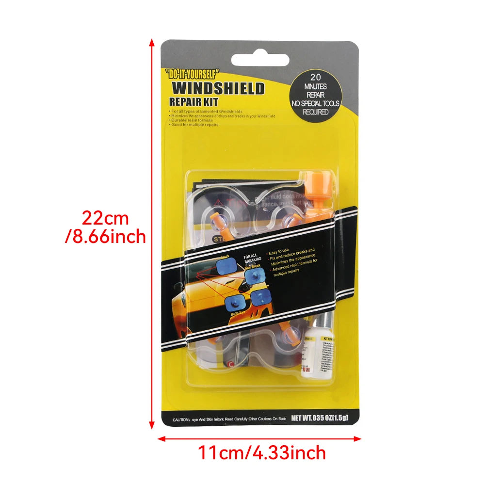 Windshield Repair Kit Quick Fix Car Cracked Glass Windscreen Resin Sealer DIY Window Screen Polishing Windshield/Cracks/Chip