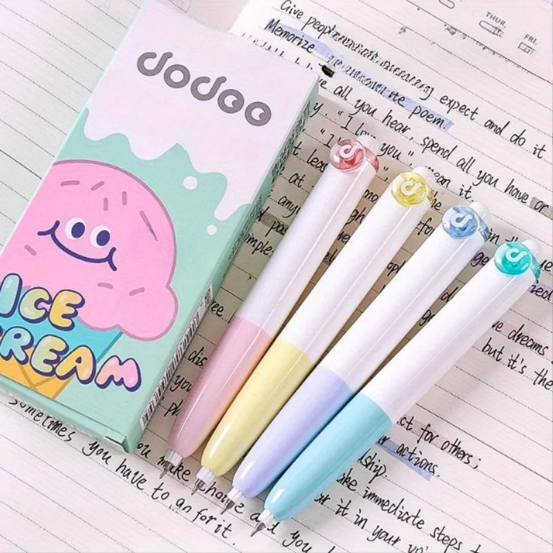 4 cute, drop-resistant pocket pens, stylish and high-quality, perfect for students, with black ink.
