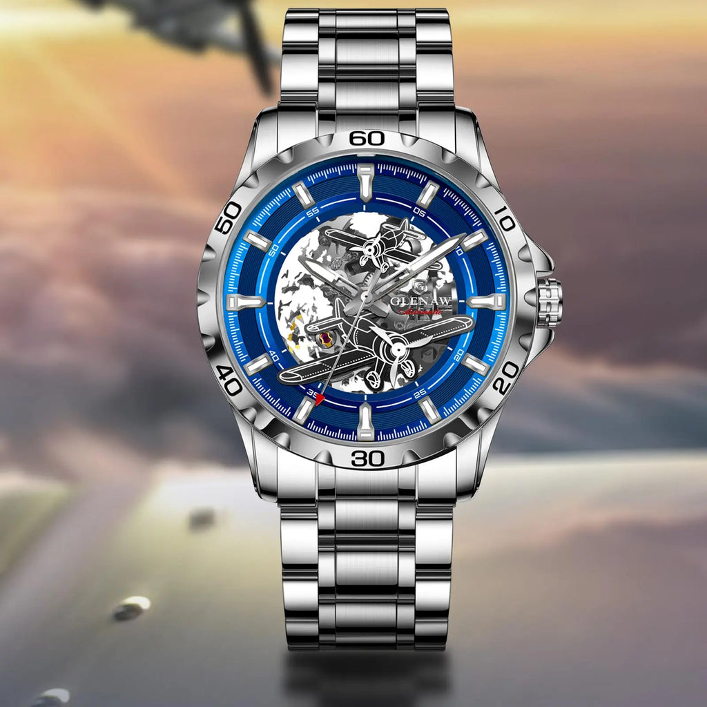 Glenaw Aircraft fully automatic mechanical men's watches, multi-color, trendy and fashionable personalized top brand watches