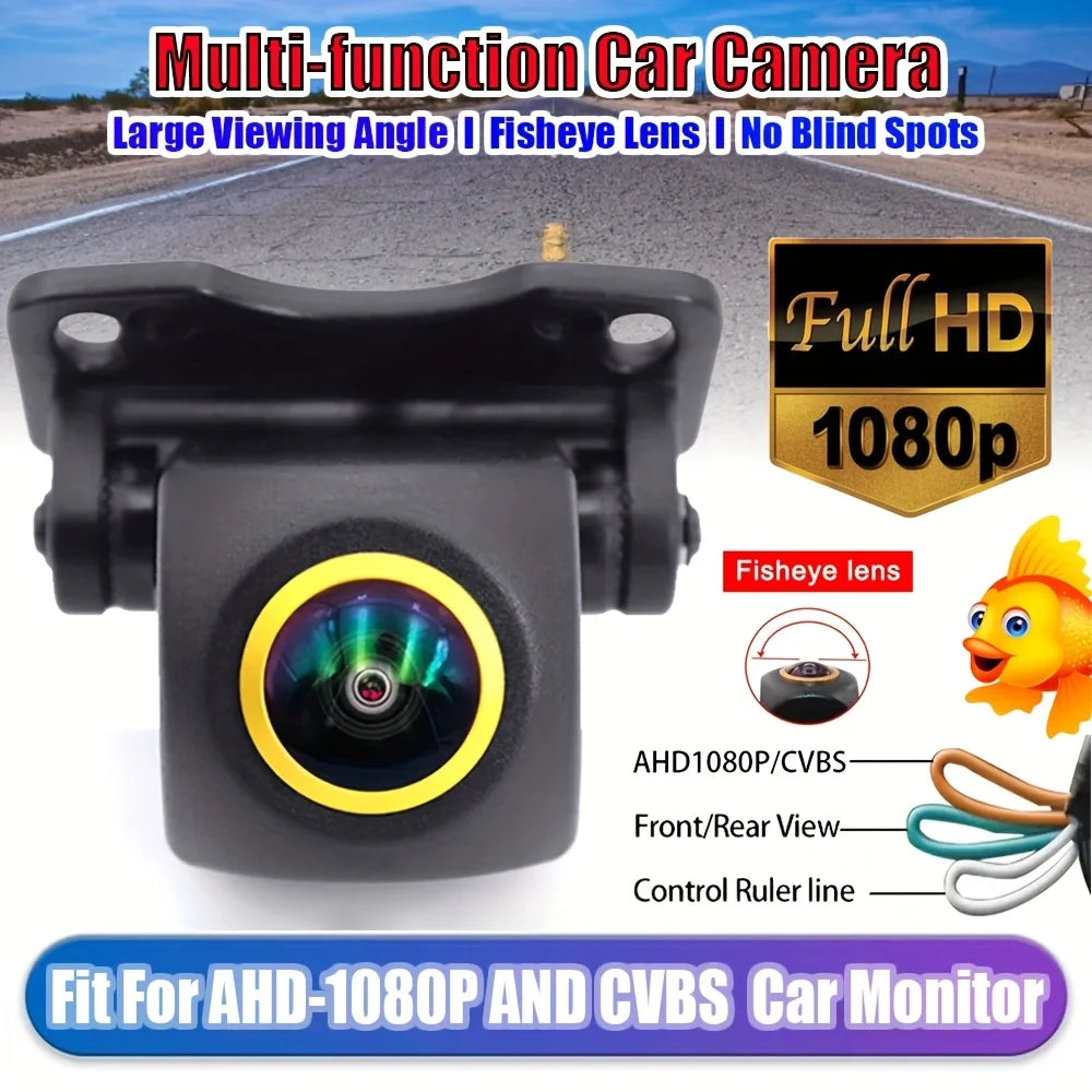 170° Fish-Eye Lens AHD 1080P/CCD Car Camera, Front, Side, And Rear Views, Compatible with All Vehicles, Without Battery
