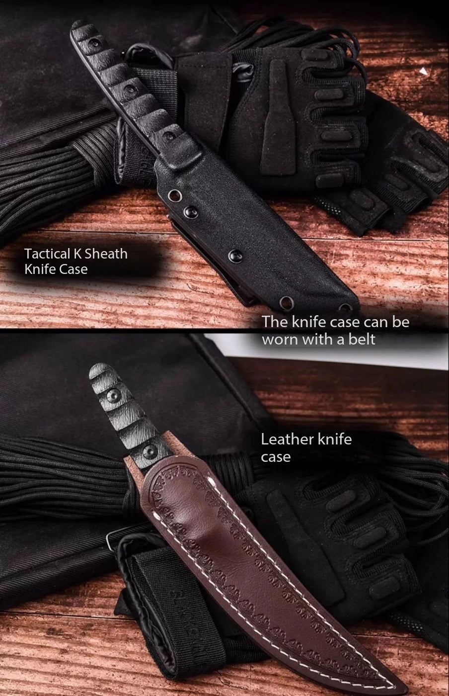 Outdoor camping survival knives, self-protection, wilderness survival tactics, straight knives, Swiss high hardness military kni