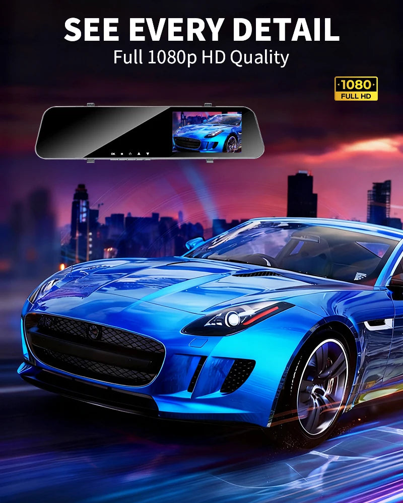 5MP Dash Cam Car Optional Dual Lens Night Vision 4.2In DVR Rearview Mirror Dash Camera Video Recorder Auto Wide-angle Camera