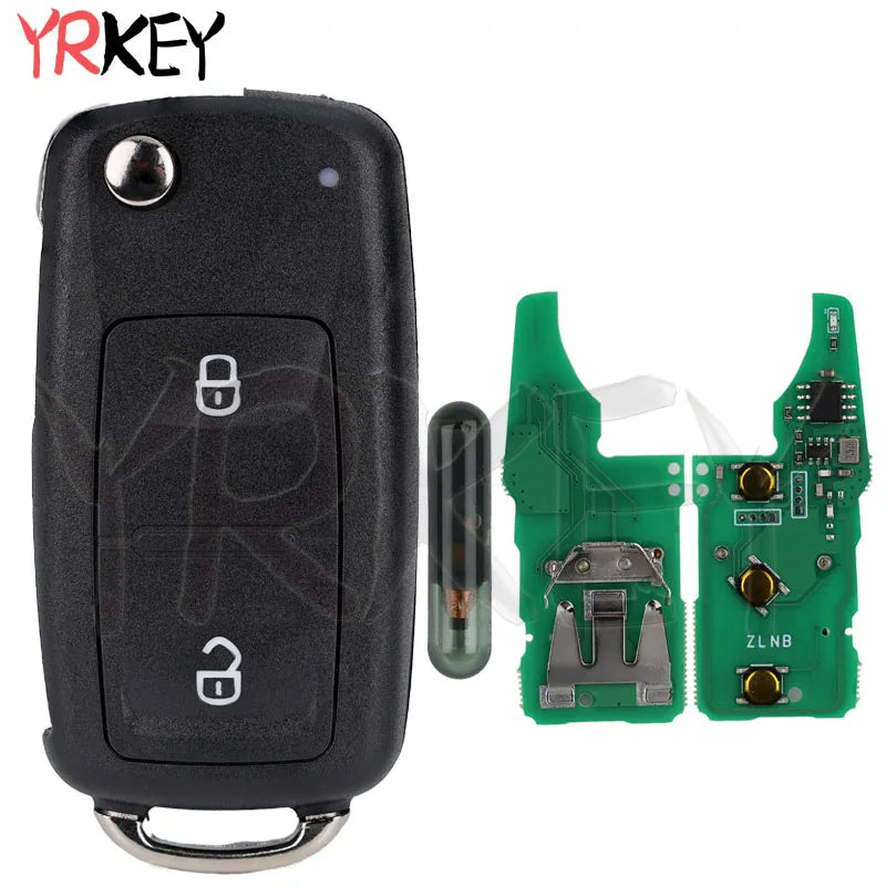 Fob Flip Remote Key for Volkswagen VW Passat Skoda Sedan Polo Beetle Golf 4 5 6 Eos Jetta Tiguan Rapid 433MHz ID48 Hu66 Car Keys