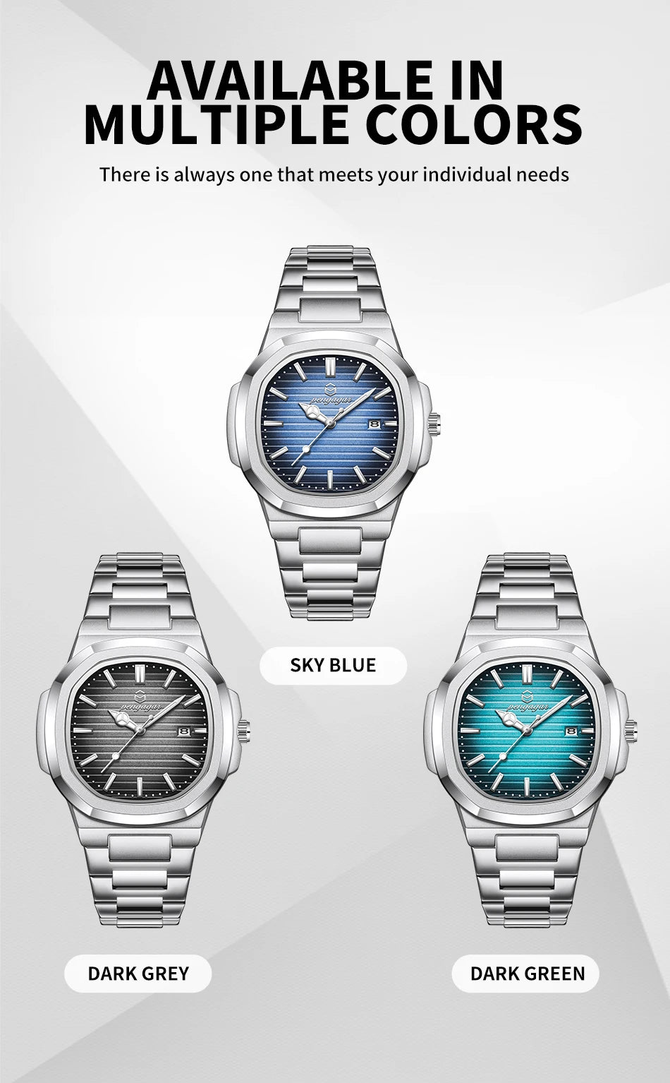 2025 New Luxury Military Man Watch Square Waterproof Luminous Date Week Men Watch Stainless Steel Quartz Men's Watches Reloj+box