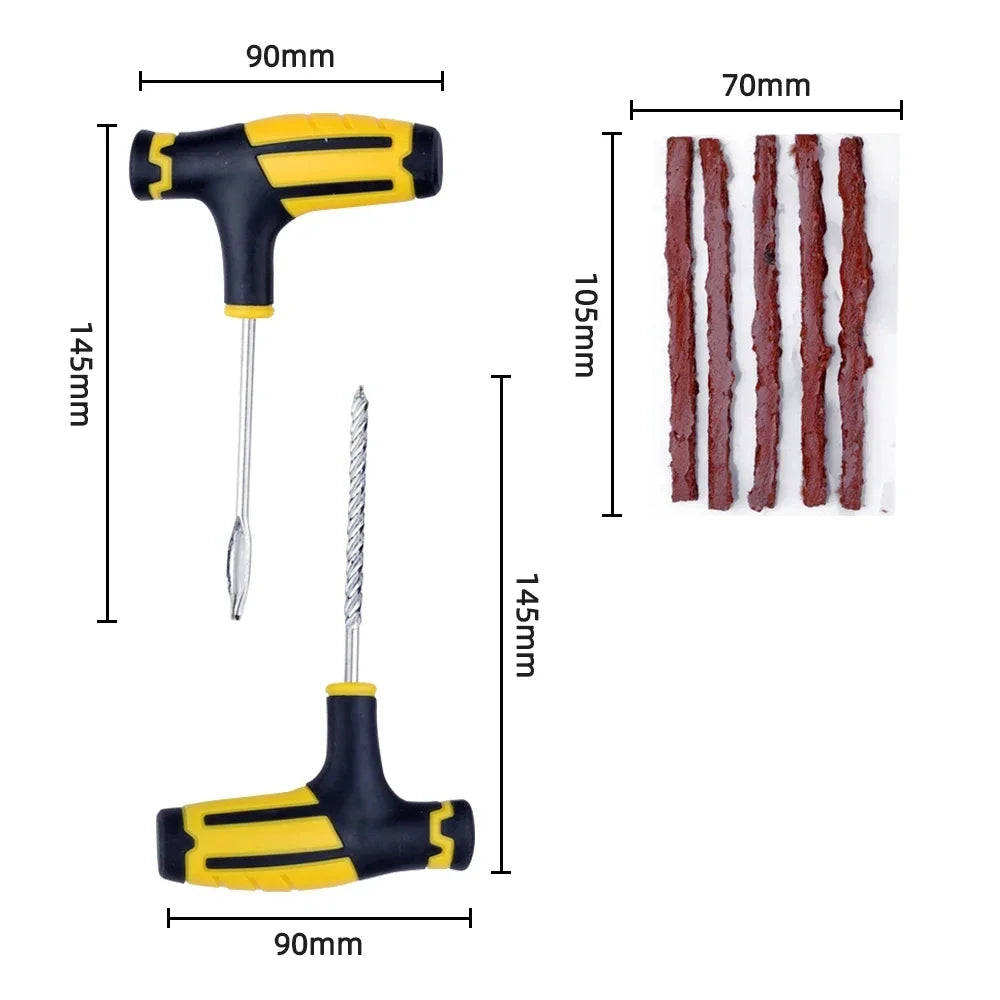 Tire Repair Kit for Car & Motorcycle: Tubeless Puncture Plug Tools with Rubber Strips, Studding Set – Auto/Bike Tire Repair Tool