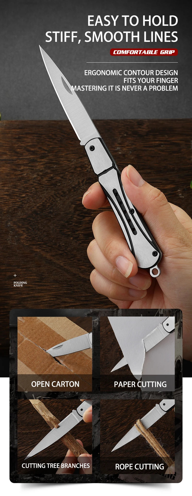 Outdoor knife hunting knives camping high quality profesional self-defense  multifunctional portable switch blade fruit knife
