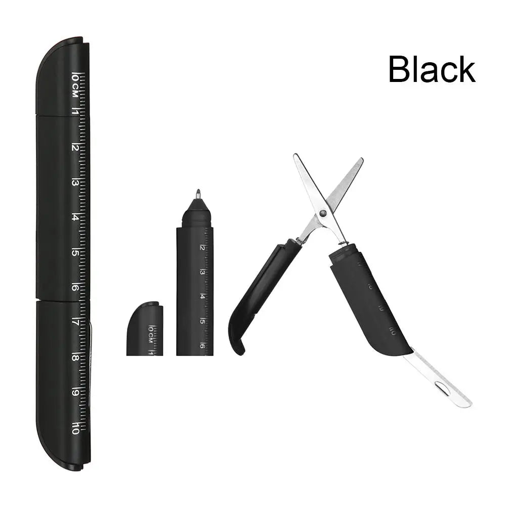 Creative Multifunction Ballpoint Pen with Folding Scissors Knife Ruler Candy Color Pens for Writing Office School Stationery