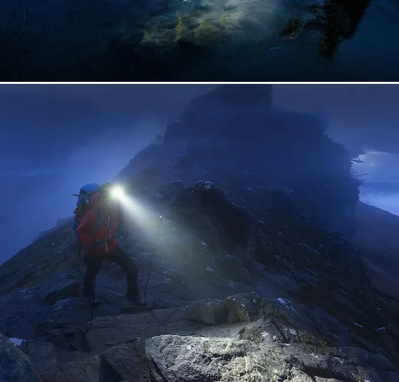 Powerful LED Headlamp USB Rechargeable Telescopic Zoomable Headlight Outdoor Waterproof Work Head Lamp High Lumen Head Torch
