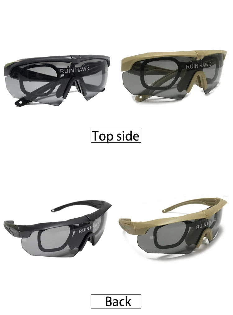 Tactical Glasses With Myopia Frame Sports Airsoft Hunting Mountaineering Goggles Shooting Military Equipment Sunglasses
