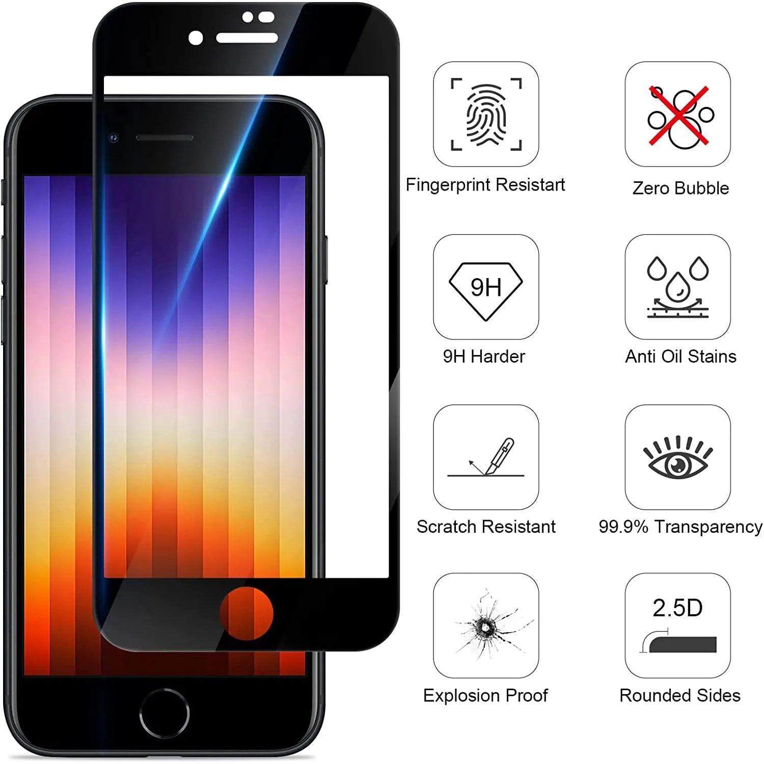 5Pcs Screen Protector on the for iPhone 7 8 6 6S Plus Tempered Glass For Se 2020 2022