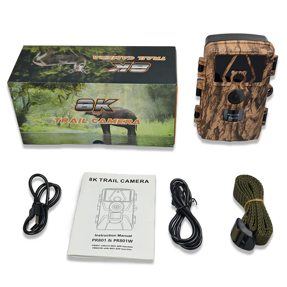 Trail Cam with 8K Video 60MP Images Night Vision Motion Activated Waterproof Wildlife Camera for Hunting Home Security Cameras
