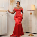 Aso Ebi Style Red Mermaid Evening Dresses Custom Beaded Taffeta Black Women Wedding Guest Dress African Birthday Shoot Dress