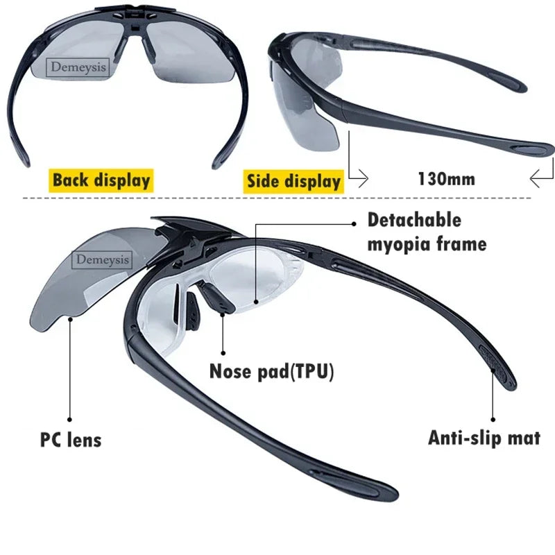 Shooting Glasses UV Protection Hiking Hunting Fishing Sunglasses Flip Up Lens Tactical Paintball Combat Goggles