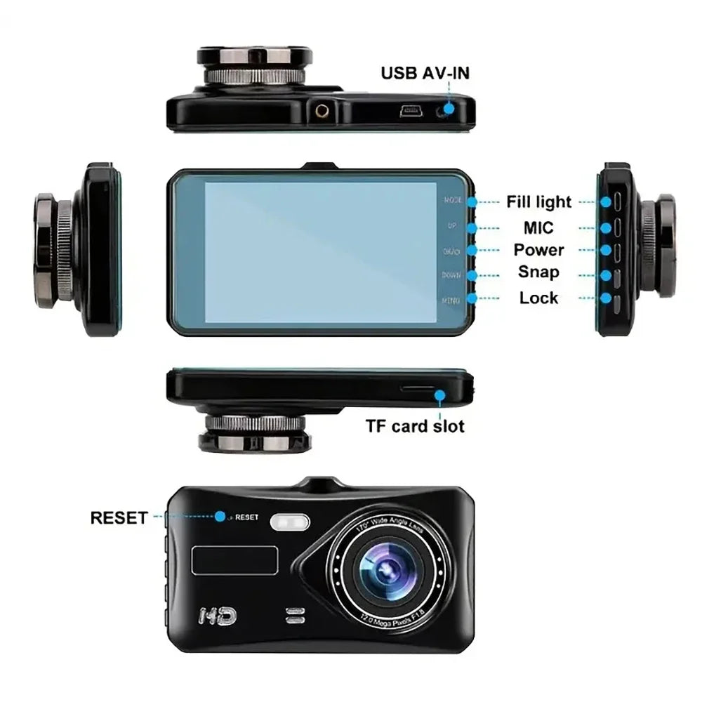 Dual Lens 1080P HD for Cars 4inch Touch Screen Dash Cam Car DVR Video Recorder Front and Rear View Camera for Vehicle Black Box